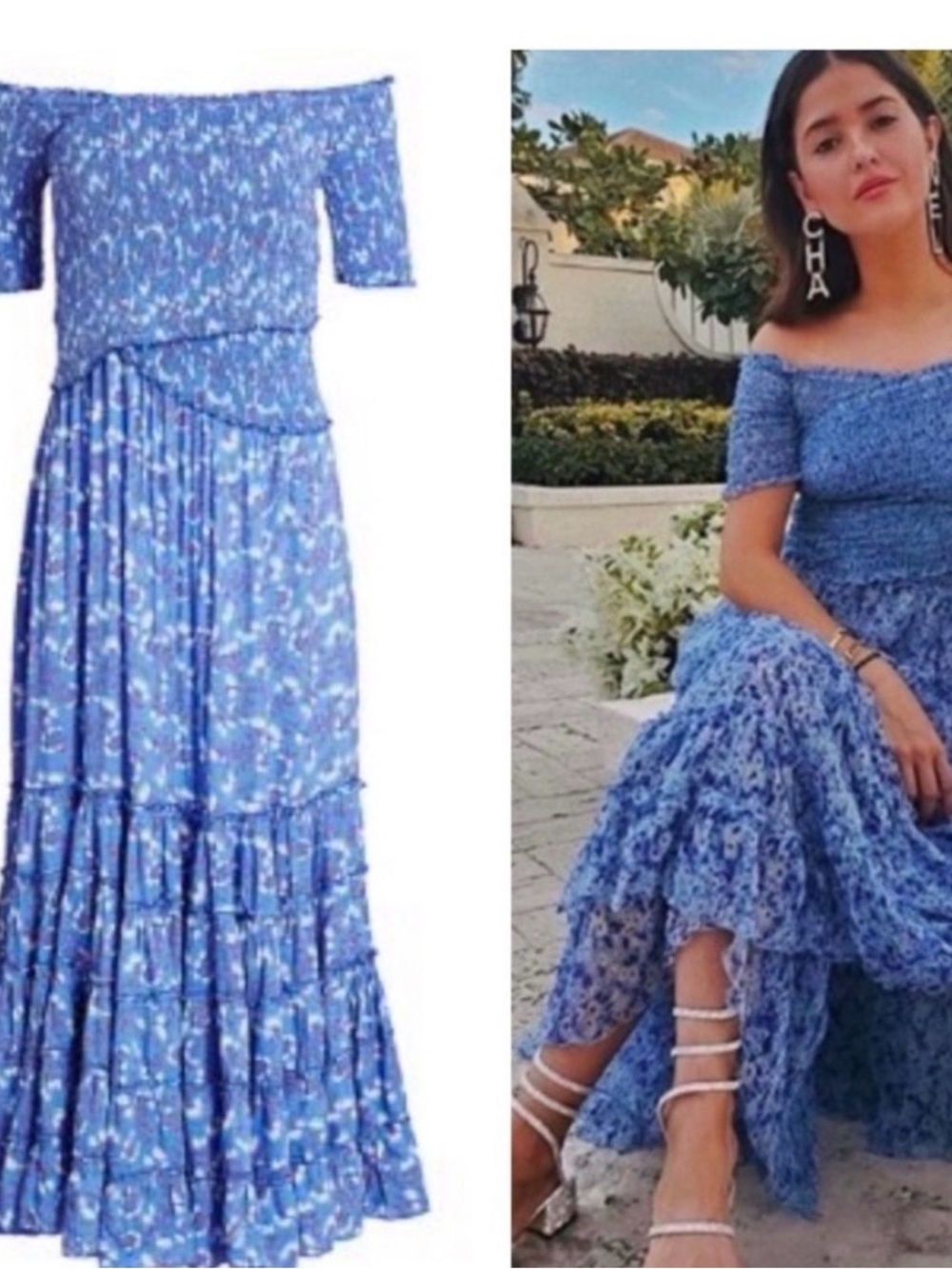 PAPETTE ST BARTH SOLEDAD SMOCK MAXI DRESS OFF SHOULDER ROMANTIC BOHO CHIC FLOWY - Picture 13 of 13